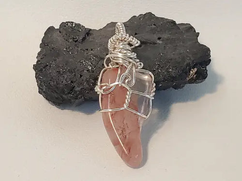 Fire Quartz Wire Wrapped Pendant - Amplifies, Stores and Directs Energy In Spyrit Metaphysical