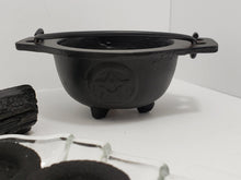 Load image into Gallery viewer, Black Cast Iron Cauldron with Pentacle - Protection, Remove Hexes, Binding Spellwork In Spyrit Metaphysical
