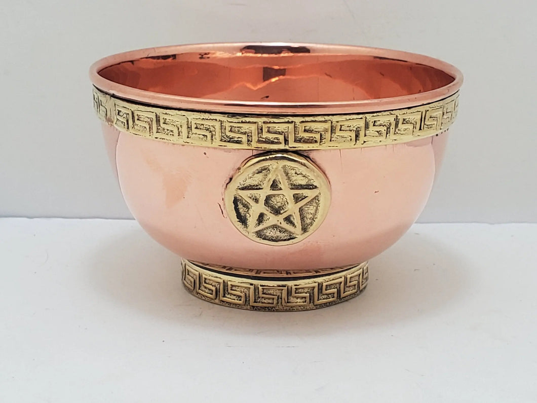 Copper Offering Bowl with Pentacle - Five Elements, Protection, Wiccan Altar Tool In Spyrit Metaphysical