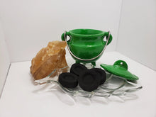Load image into Gallery viewer, Green Cast Iron Cauldron - Nature Magic, Luck, Fertility In Spyrit Metaphysical
