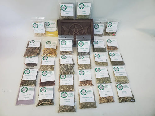 Herb Kit 30 Pack, Triple Moon Wooden Box- Great Starter Witch Kit! In Spyrit Metaphysical