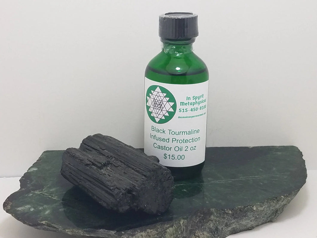 Protection Oils - Black Tourmaline Castor oil - Protection, Cleansing, Blessing In Spyrit Metaphysical