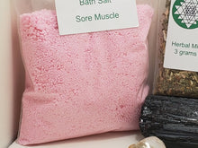 Load image into Gallery viewer, Sore Muscle Mini Kit - Bath Salt, Herb Mix, Stone freeshipping - In Spyrit Metaphysical

