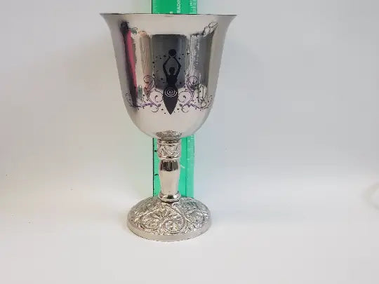 Stainless Steel Chalice Goddess Stainless Steel Chalice with Moon Goddess Decoration - Protection, Anti-Aging, Healing In Spyrit Metaphysical
