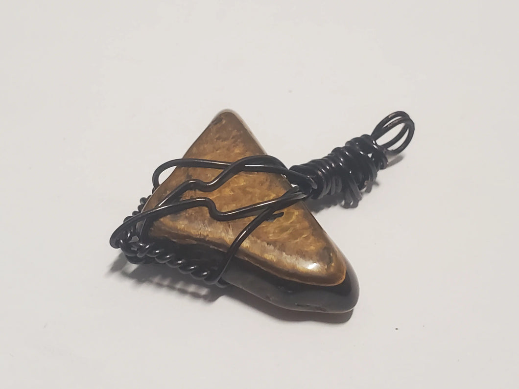 Tigers Eye Wire Wrapped Pendant In Spyrit Metaphysical