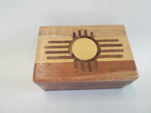 Load image into Gallery viewer, Wooden Box Wooden Box, Zuni Sun Sign - Herb Box, Tarot Card Box, Crystal Box In Spyrit Metaphysical

