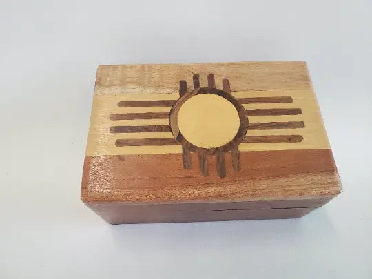 Wooden Box Wooden Box, Zuni Sun Sign - Herb Box, Tarot Card Box, Crystal Box In Spyrit Metaphysical