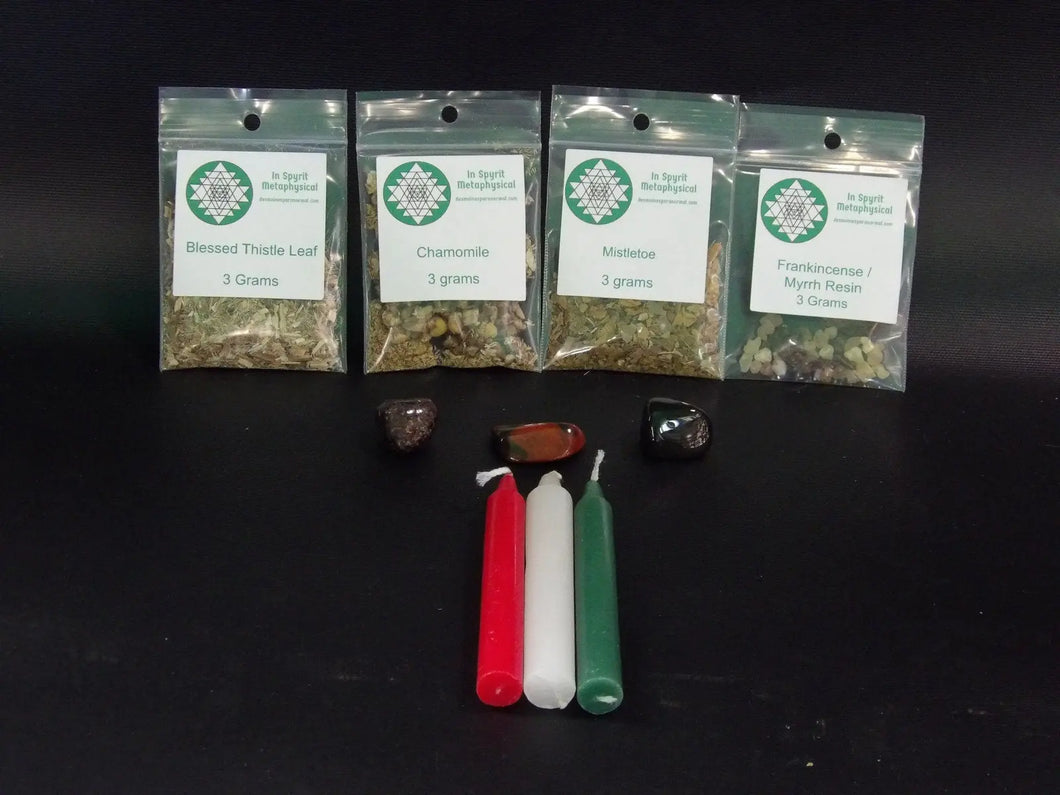 Yule Ritual Set, great ritual set for any use come with herbs stone candles everything you need for the holiday season. witchcraft shop, In Spyrit Metaphysical