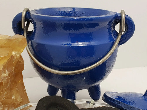 Blue Cast Iron Cauldron - Water Elemental, Truth, Protection In Spyrit Metaphysical
