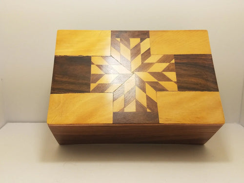Wooden Box with a Geometric Inlay - Tarot Storage, Altar Items, Crystal Storage In Spyrit Metaphysical